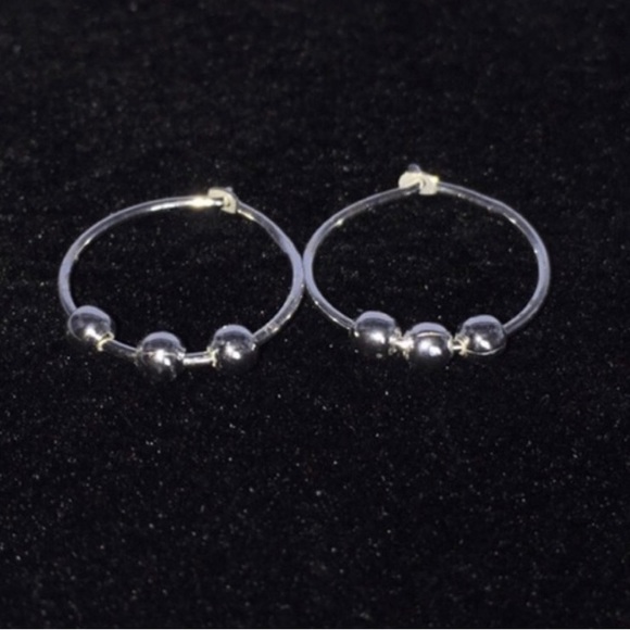 Sterling Silver Beaded Hoop Earrings Set of 3 NWT - Picture 5 of 13